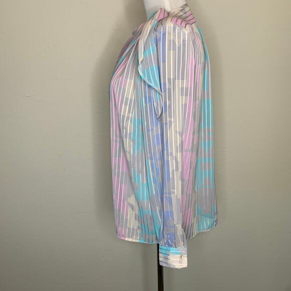 Stuart Lang Pastel 90s Sheer Blouse Sz 6 - Picture 3 of 7